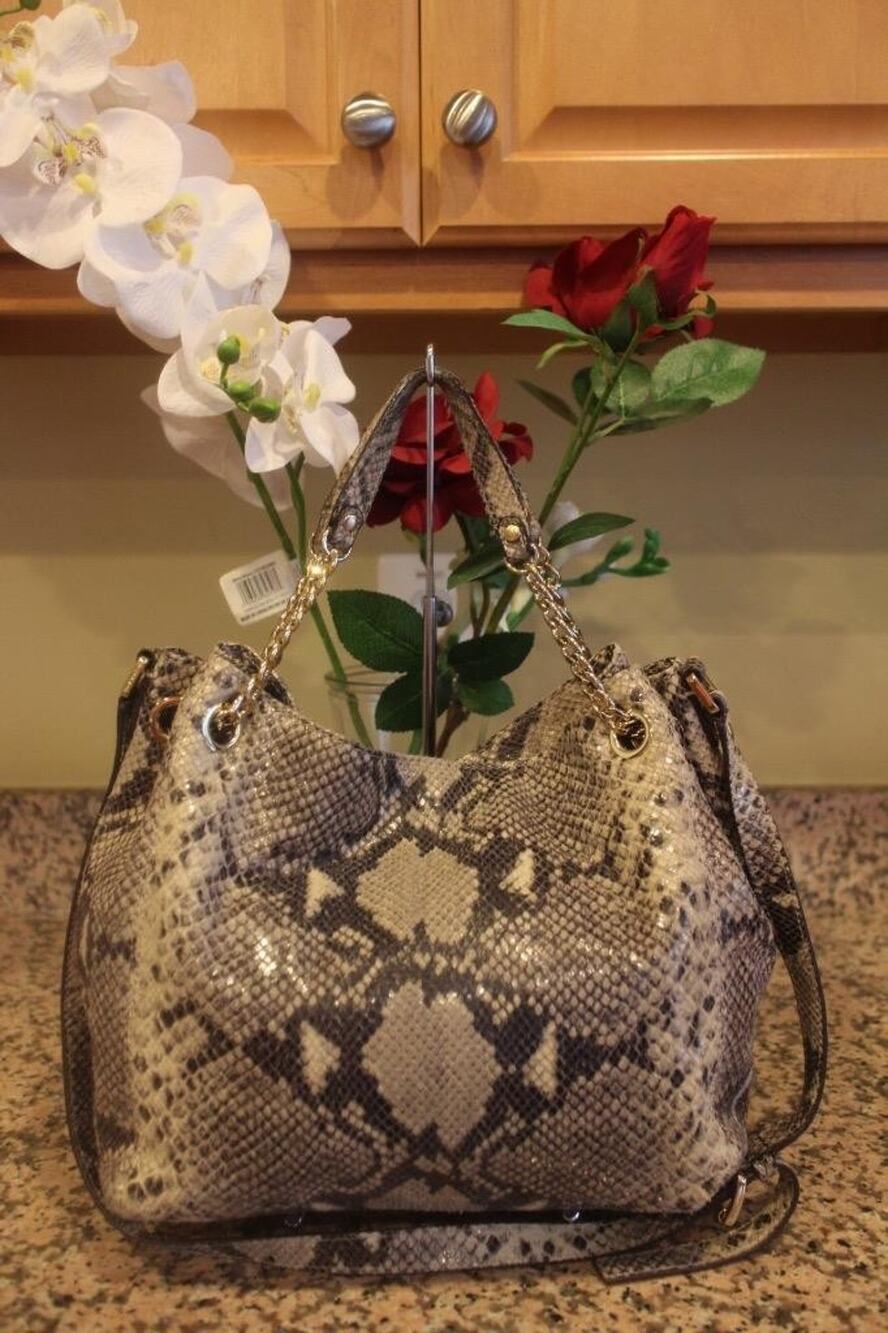 Michael Michael Kors Snake JET SET CHAIN STRAP CONVERTIBLE BAG PURSE (PU200
